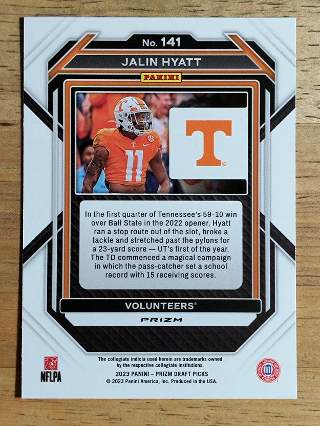 2023 Panini Prizm Draft Picks Prizms Red Ice #141 Jalin Hyatt