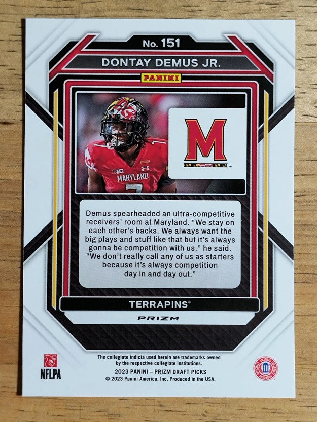 2023 Panini Prizm Draft Picks Prizms Red Ice #151 Dontay Demus Jr.