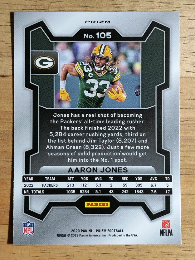 2023 Panini Prizm Prizms Green Wave #105 Aaron Jones
