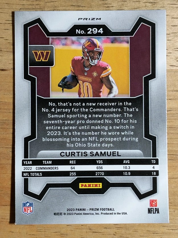 2023 Panini Prizm Prizms Green Wave #294 Curtis Samuel