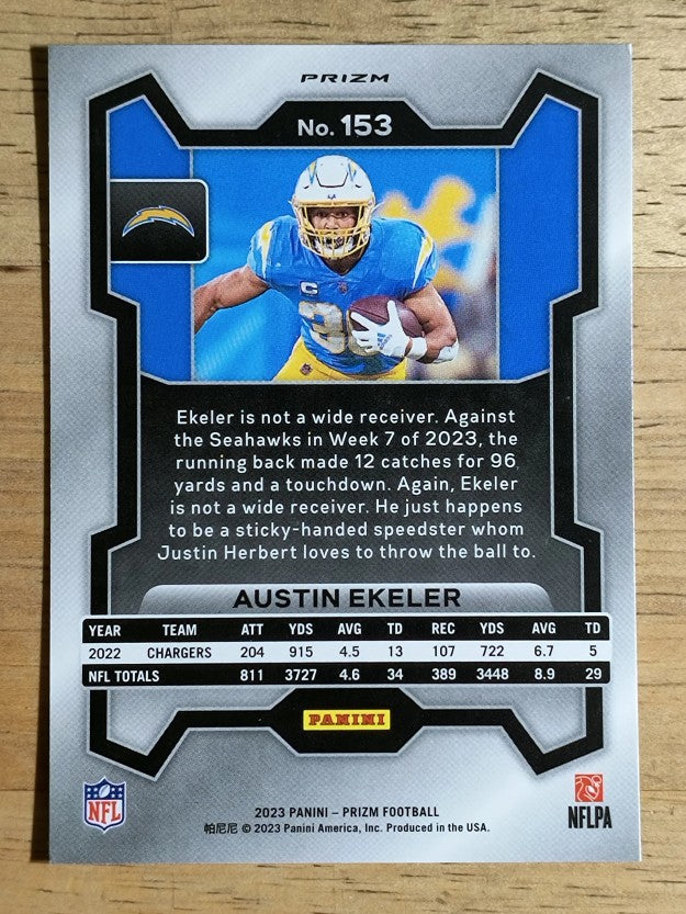 2023 Panini Prizm Prizms Neon Green Pulsar #153 Austin Ekeler