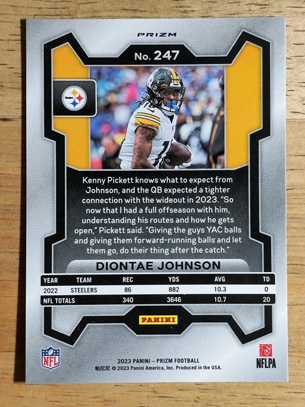 2023 Panini Prizm Prizms Neon Green Pulsar #247 Diontae Johnson