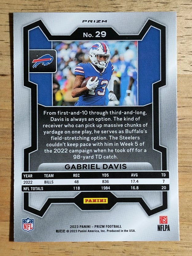 2023 Panini Prizm Prizms Orange Lazer #29 Gabriel Davis