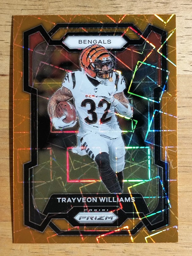 2023 Panini Prizm Prizms Orange Lazer #59 Trayveon Williams