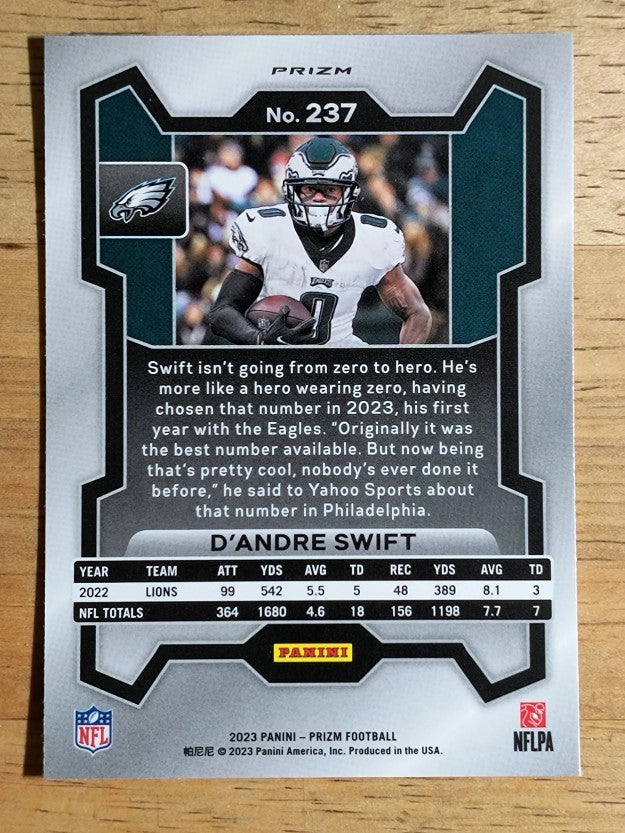2023 Panini Prizm Prizms Orange Lazer #237 D'Andre Swift