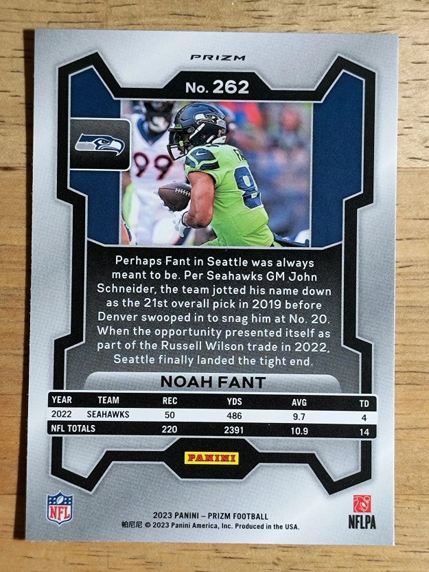 2023 Panini Prizm Prizms Orange Lazer #262 Noah Fant