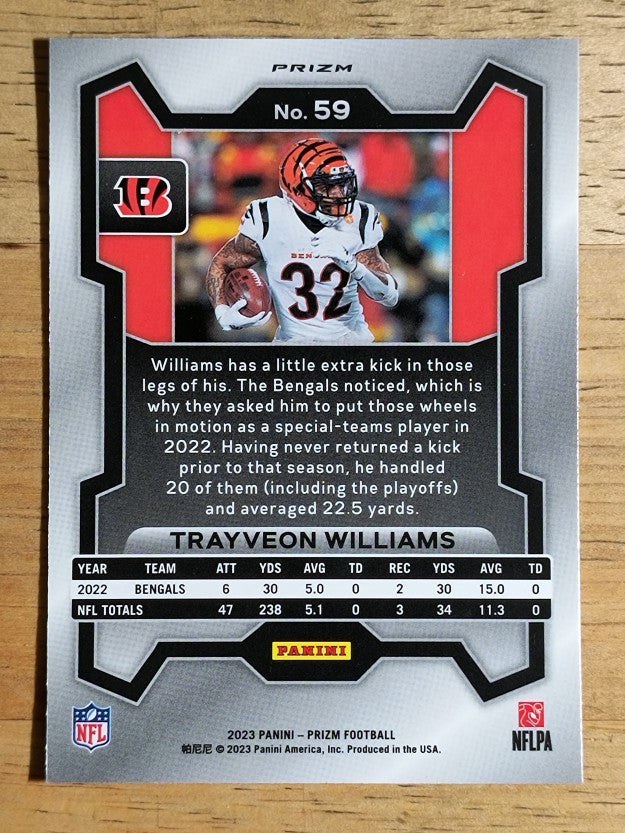 2023 Panini Prizm Prizms Red White and Blue #59 Trayveon Williams