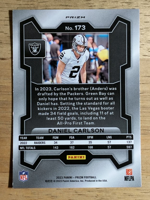 2023 Panini Prizm Prizms Red White and Blue #173 Daniel Carlson