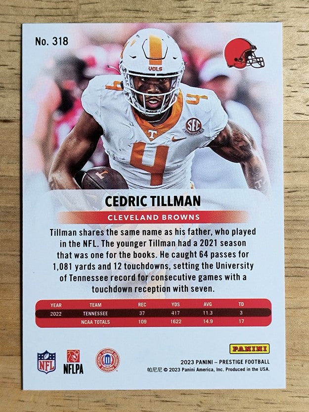 2023 Prestige #318 Cedric Tillman RC