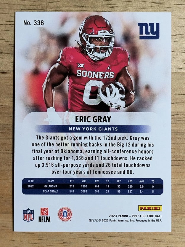 2023 Prestige #336 Eric Gray RC