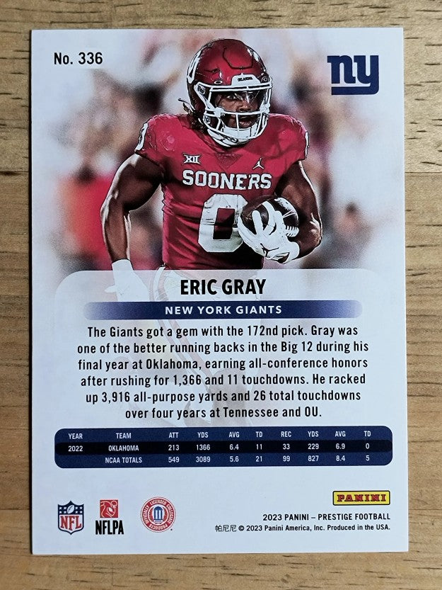 2023 Prestige #336 Eric Gray RC