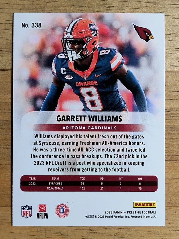 2023 Prestige #338 Garrett Williams RC