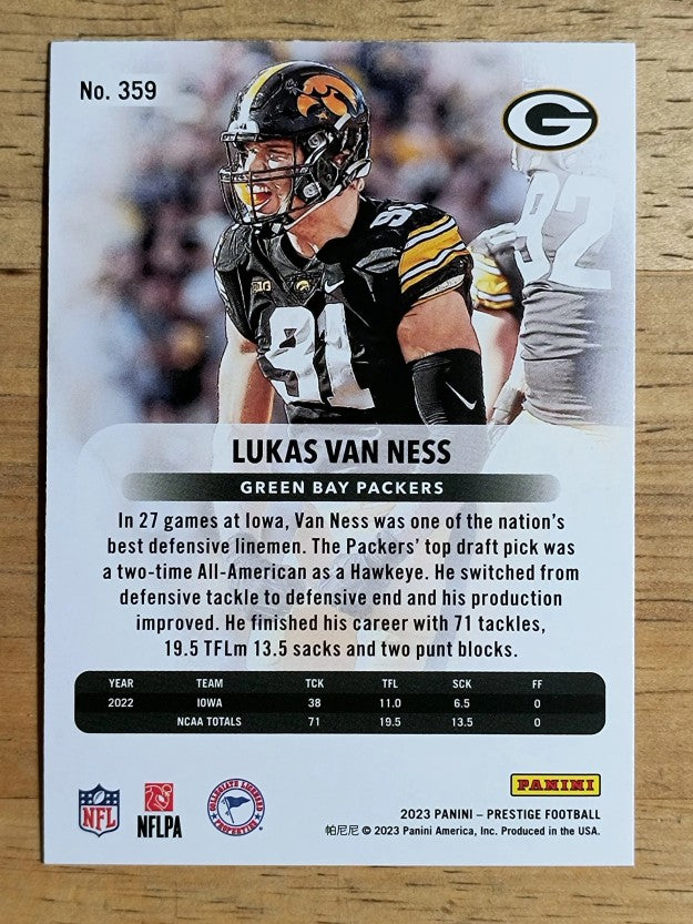 2023 Prestige #359 Lukas Van Ness RC