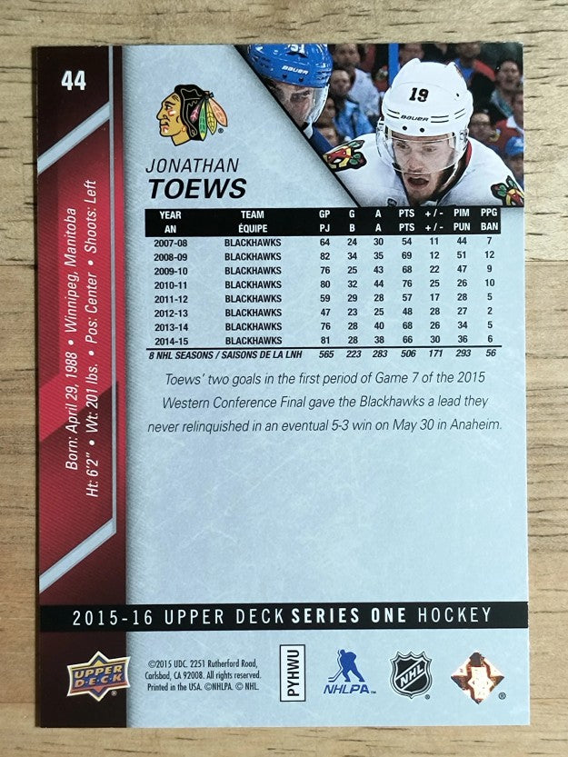 2015-16 Upper Deck #44 Jonathan Toews