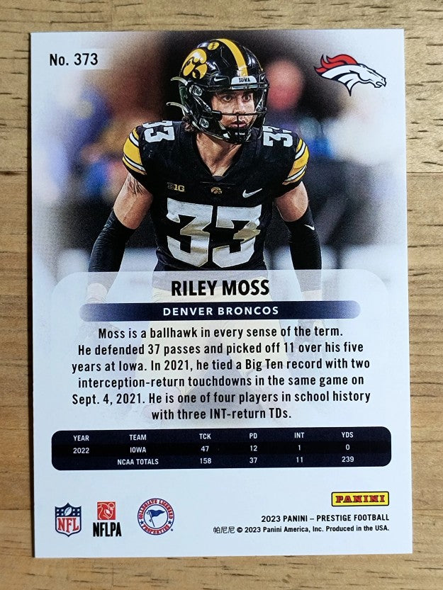 2023 Prestige #373 Riley Moss RC
