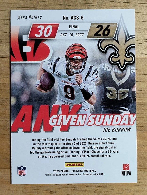 2023 Prestige Any Given Sunday #6 Joe Burrow (NM)
