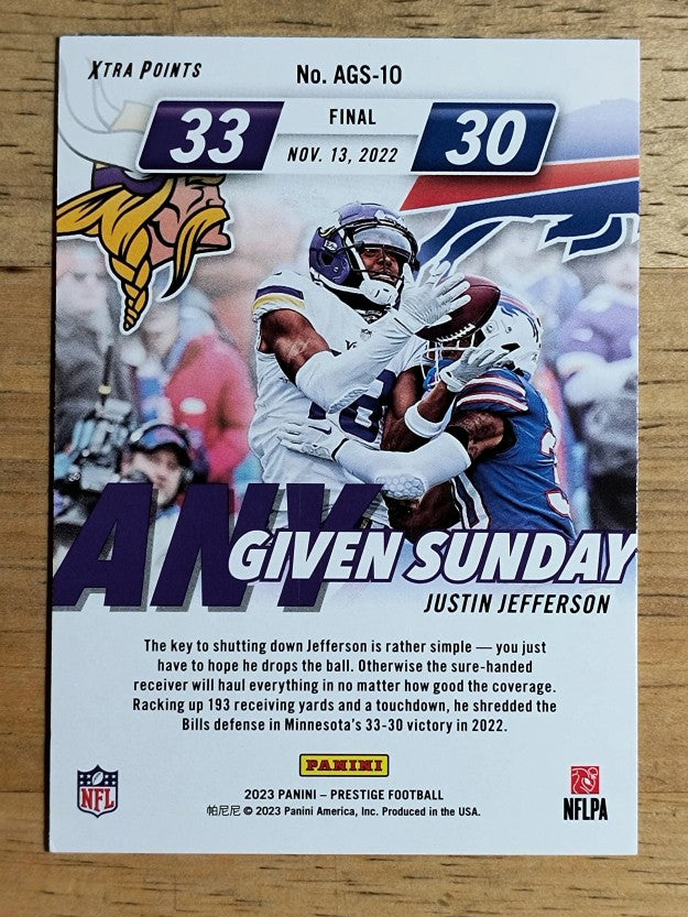 2023 Prestige Any Given Sunday #10 Justin Jefferson