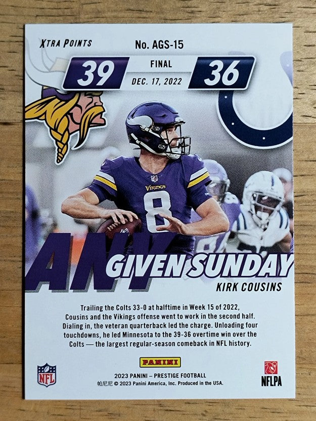 2023 Prestige Any Given Sunday #15 Kirk Cousins