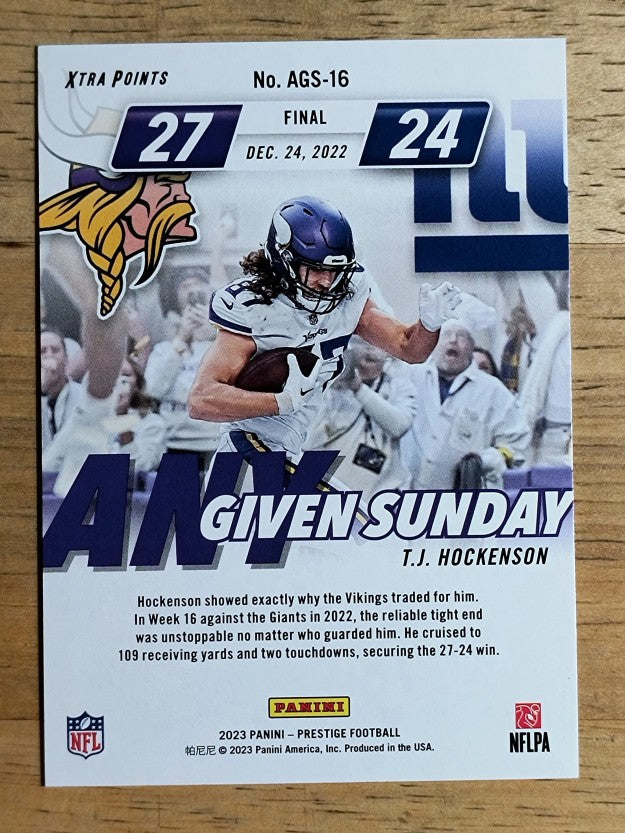 2023 Prestige Any Given Sunday #16 T.J. Hockenson