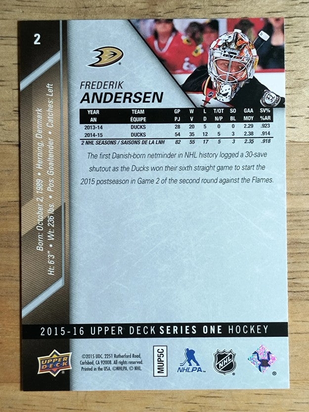 2015-16 Upper Deck #2 Frederik Andersen