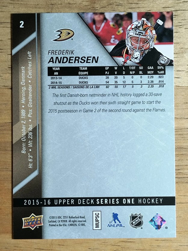 2015-16 Upper Deck #2 Frederik Andersen