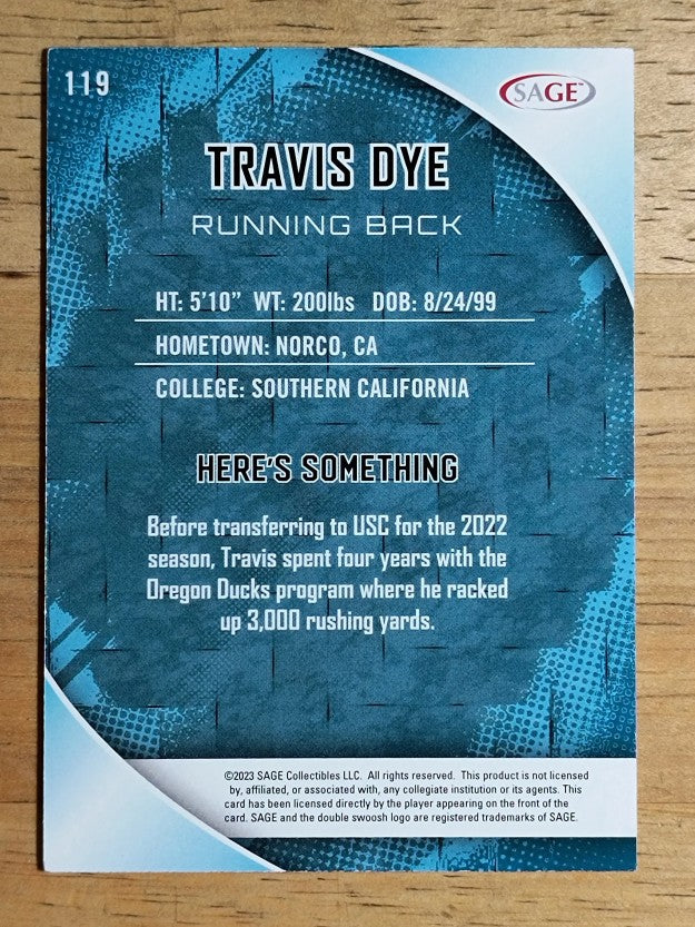 2023 SAGE HIT #119 Travis Dye