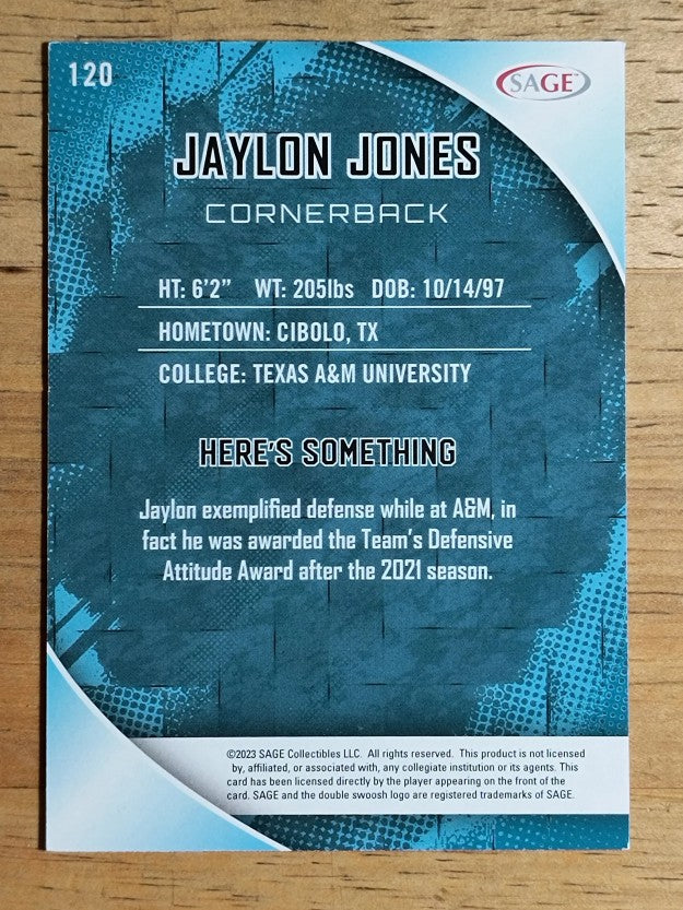 2023 SAGE HIT #120 Jaylon Jones