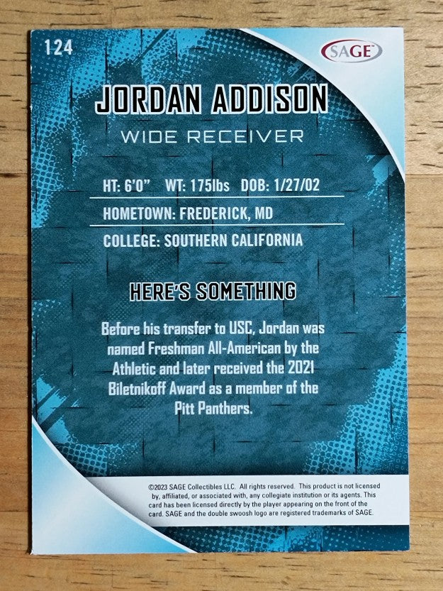 2023 SAGE HIT #124 Jordan Addison
