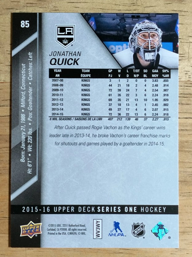 2015-16 Upper Deck #85 Jonathan Quick