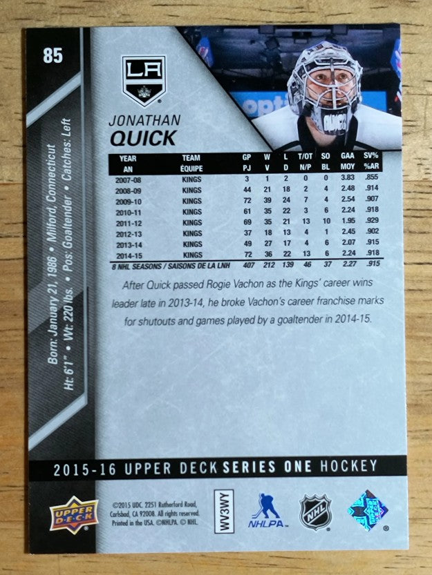 2015-16 Upper Deck #85 Jonathan Quick