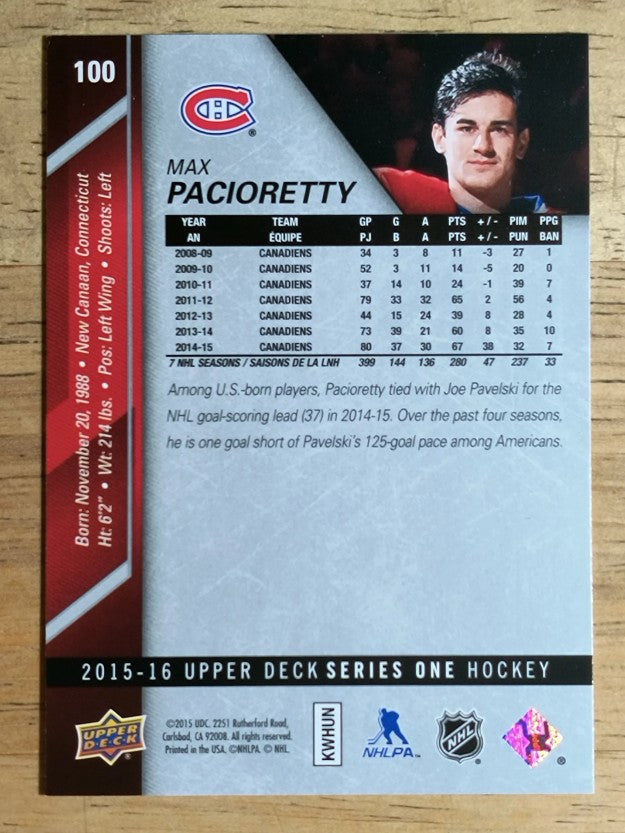 2015-16 Upper Deck #100 Max Pacioretty