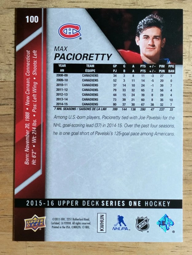2015-16 Upper Deck #100 Max Pacioretty