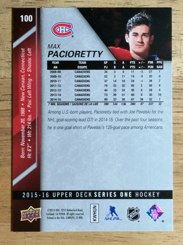 2015-16 Upper Deck #100 Max Pacioretty