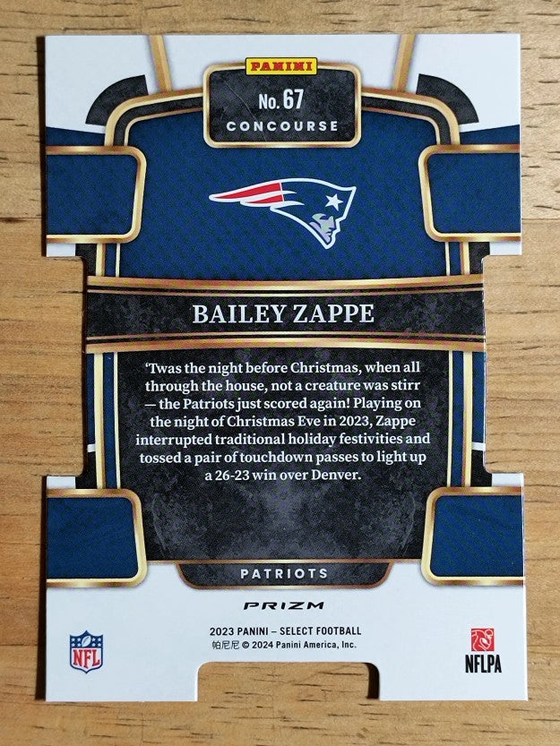 2023 Select Prizm Red and Blue Die Cut #67 Bailey Zappe