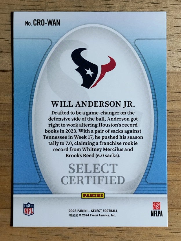 2023 Select Select Certified Rookies #4 Will Anderson Jr.
