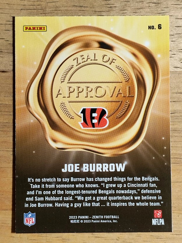 2023 Zenith Zeal of Approval #6 Joe Burrow