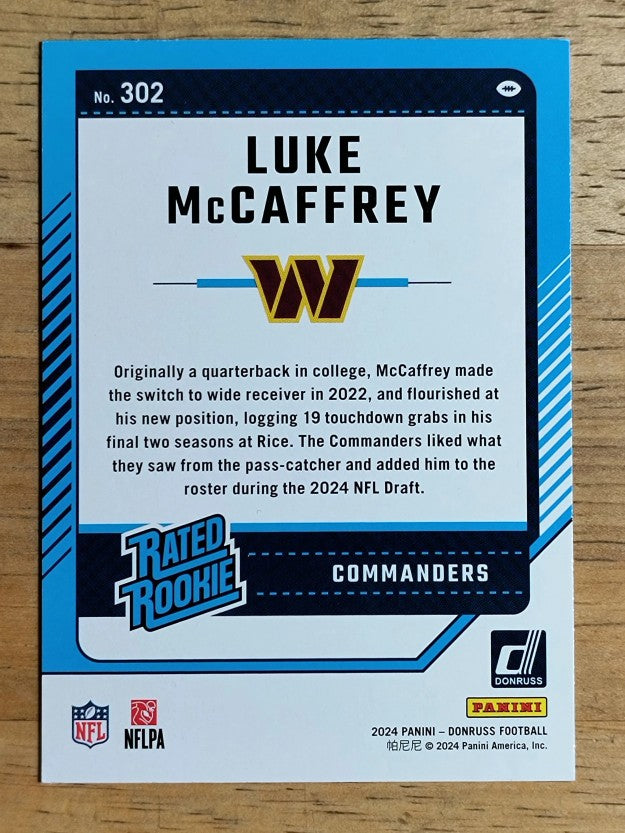 2024 Donruss #302 Luke McCaffrey RR RC