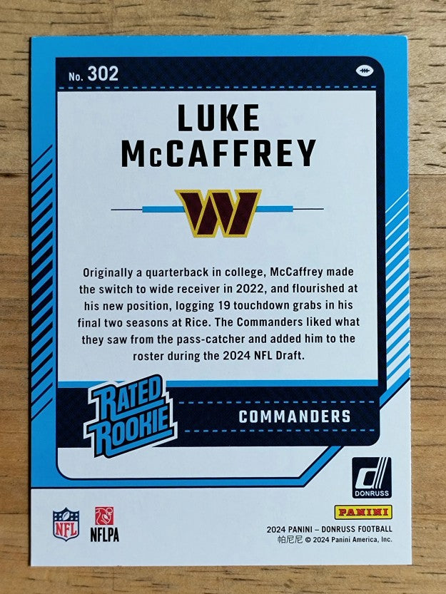 2024 Donruss #302 Luke McCaffrey RR RC