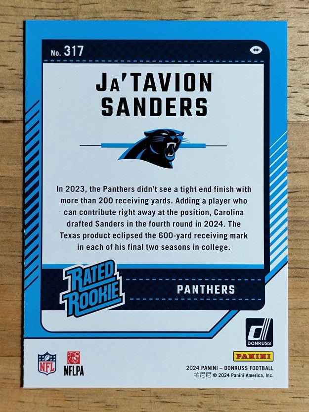 2024 Donruss #317 Ja'Tavion Sanders RR RC