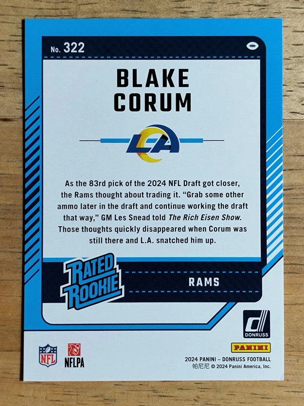 2024 Donruss #322 Blake Corum RR RC (NM)