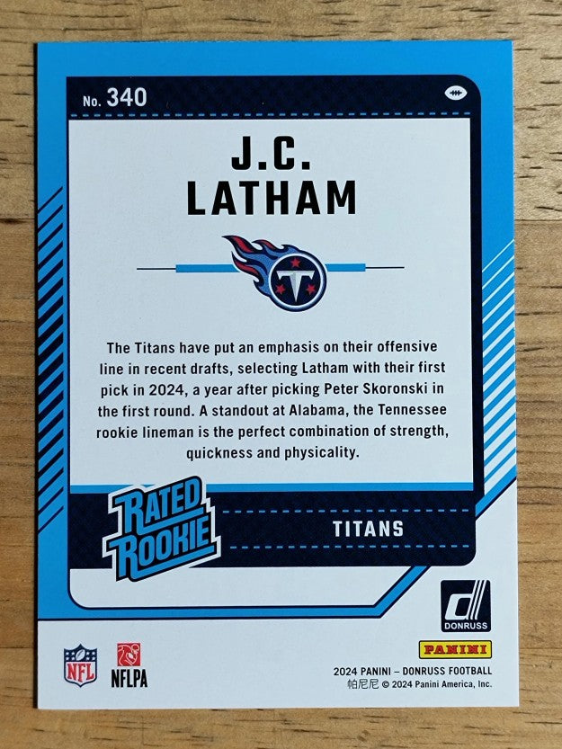 2024 Donruss #340 J.C. Latham RR RC