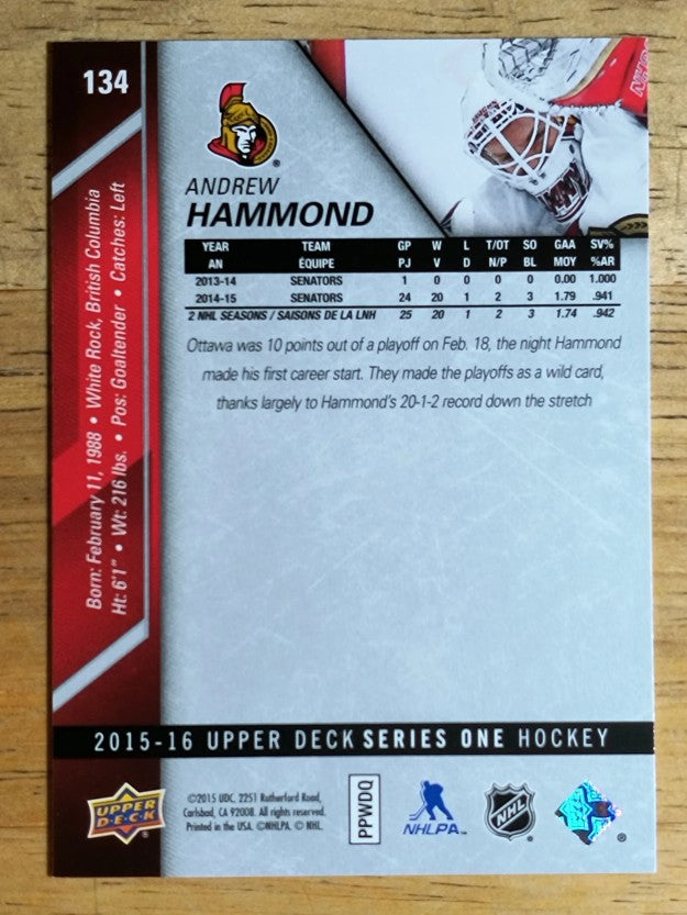 2015-16 Upper Deck #134 Andrew Hammond