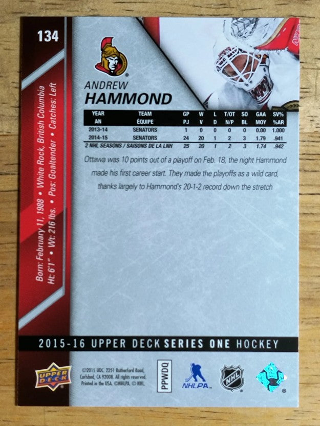 2015-16 Upper Deck #134 Andrew Hammond
