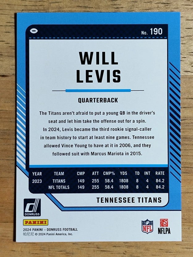 2024 Donruss Press Proof Purple #190 Will Levis