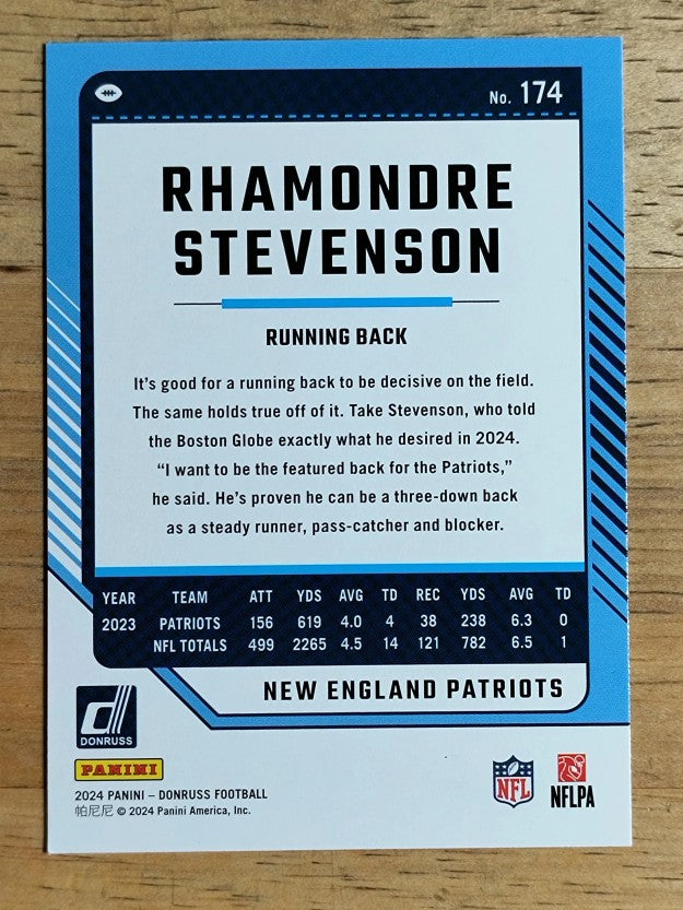 2024 Donruss Press Proof Red #174 Rhamondre Stevenson