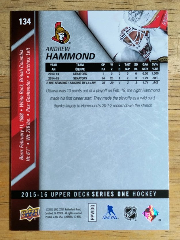 2015-16 Upper Deck #134 Andrew Hammond