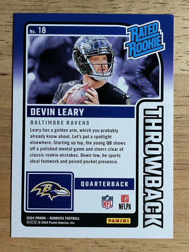 2024 Donruss Rated Rookies Throwback #18 Devin Leary