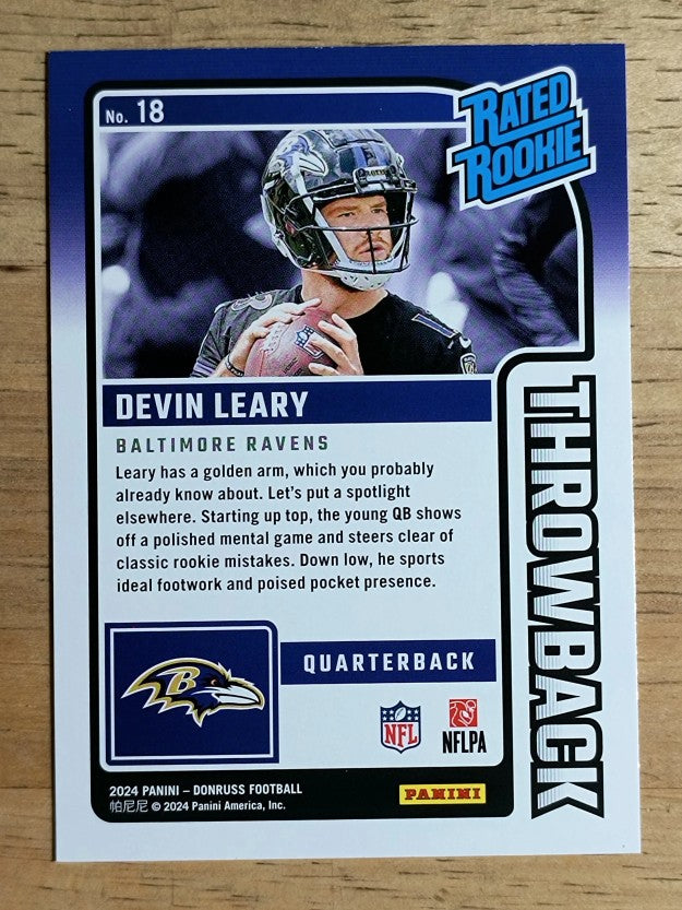 2024 Donruss Rated Rookies Throwback #18 Devin Leary