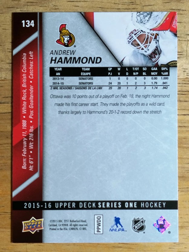 2015-16 Upper Deck #134 Andrew Hammond