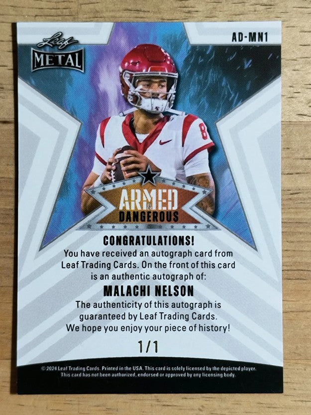 2024 Leaf Metal Armed and Dangerous Autographs Pulsar Orange Malachi Nelson